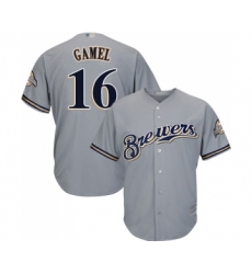 Youth Milwaukee Brewers #16 Ben Gamel Replica Grey Road Cool Base Baseball Jersey