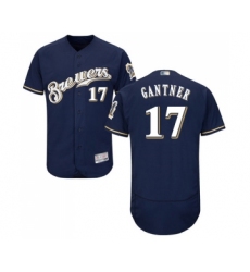 Men's Milwaukee Brewers #17 Jim Gantner Navy Blue Alternate Flex Base Authentic Collection Baseball Jersey