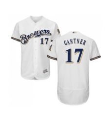 Men's Milwaukee Brewers #17 Jim Gantner White Alternate Flex Base Authentic Collection Baseball Jersey