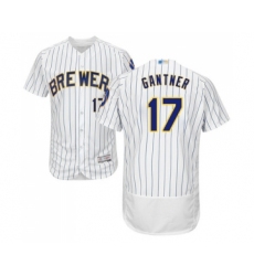 Men's Milwaukee Brewers #17 Jim Gantner White Home Flex Base Authentic Collection Baseball Jersey