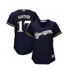 Women's Milwaukee Brewers #17 Jim Gantner Replica Navy Blue Alternate Cool Base Baseball Jersey