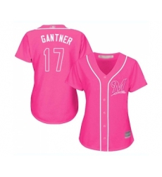 Women's Milwaukee Brewers #17 Jim Gantner Replica Pink Fashion Cool Base Baseball Jersey