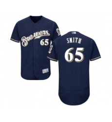 Men's Milwaukee Brewers #65 Burch Smith Navy Blue Alternate Flex Base Authentic Collection Baseball Jersey