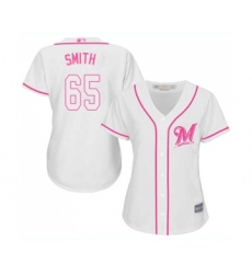 Women's Milwaukee Brewers #65 Burch Smith Replica White Fashion Cool Base Baseball Jersey