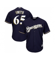 Youth Milwaukee Brewers #65 Burch Smith Replica Navy Blue Alternate Cool Base Baseball Jersey