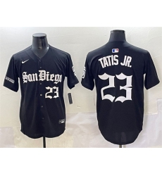 Men's San Diego Padres #23 Fernando Tatis Jr. Black Gothic Edition Vapor Limited Stitched Baseball Jersey