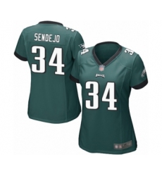 Women's Philadelphia Eagles #34 Andrew Sendejo Game Midnight Green Team Color Football Jersey