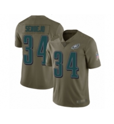 Youth Philadelphia Eagles #34 Andrew Sendejo Limited Olive 2017 Salute to Service Football Jersey