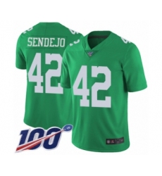 Youth Philadelphia Eagles #42 Andrew Sendejo Limited Green Rush Vapor Untouchable 100th Season Football Jersey