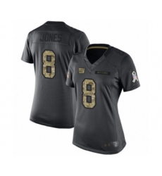 Women's New York Giants #8 Daniel Jones Limited Black 2016 Salute to Service Football Jersey Women's New York Giants #8 Daniel Jones Limited Black 2016 Salute to Service Football Jersey