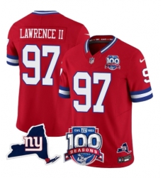 Men's New York Giants #97 Dexter Lawrence II Red 2025 F.U.S.E. 100th Season & State Patch Vapor Limited Football Stitched Jersey