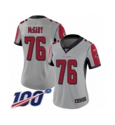 Women's Atlanta Falcons #76 Kaleb McGary Limited Silver Inverted Legend 100th Season Football Jersey
