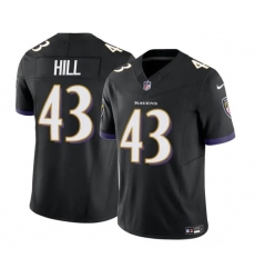 Men's Baltimore Ravens #43 Justice Hill Black 2023 F.U.S.E. Vapor Limited Football Stitched Jersey