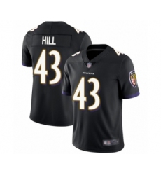 Men's Baltimore Ravens #43 Justice Hill Black Alternate Vapor Untouchable Limited Player Football Jersey
