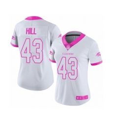 Women's Baltimore Ravens #43 Justice Hill Limited White Pink Rush Fashion Football Jersey