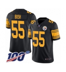 Men's Pittsburgh Steelers #55 Devin Bush Limited Black Rush Vapor Untouchable 100th Season Football Jersey