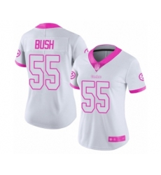 Women's Pittsburgh Steelers #55 Devin Bush Limited White Pink Rush Fashion Football Jersey