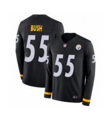 Youth Pittsburgh Steelers #55 Devin Bush Limited Black Therma Long Sleeve Football Jersey