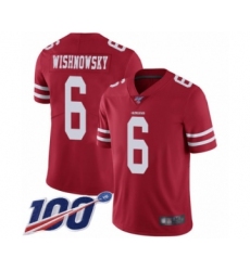 Youth San Francisco 49ers #6 Mitch Wishnowsky Red Team Color Vapor Untouchable Limited Player 100th Season Football Jersey