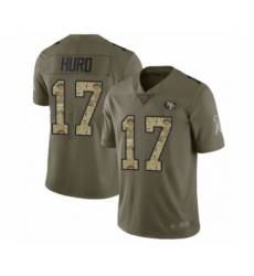 Men's San Francisco 49ers #17 Jalen Hurd Limited Olive Camo 2017 Salute to Service Football Jersey