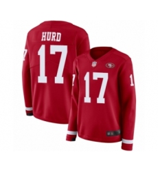Women's San Francisco 49ers #17 Jalen Hurd Limited Red Therma Long Sleeve Football Jersey