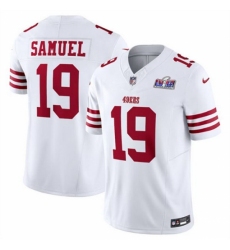 Youth San Francisco 49ers #19 Deebo Samuel White Throwback 2023 F U S E Vapor Untouchable Limited Stitched Football 2024 Super Bowl LVIII Jersey