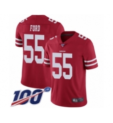 Men's San Francisco 49ers #55 Dee Ford Red Team Color Vapor Untouchable Limited Player 100th Season Football Jersey