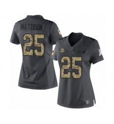 Women's Minnesota Vikings #25 Alexander Mattison Limited Black 2016 Salute to Service Football Jersey