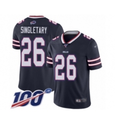 Men's Buffalo Bills #26 Devin Singletary Limited Navy Blue Inverted Legend 100th Season Football Jersey