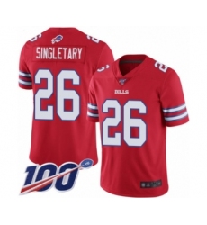 Men's Buffalo Bills #26 Devin Singletary Limited Red Rush Vapor Untouchable 100th Season Football Jersey