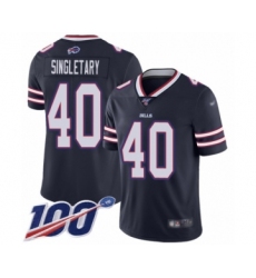 Men's Buffalo Bills #40 Devin Singletary Limited Navy Blue Inverted Legend 100th Season Football Jersey