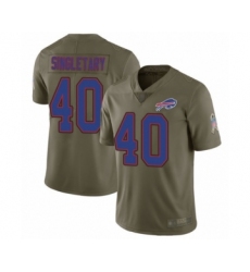 Men's Buffalo Bills #40 Devin Singletary Limited Olive 2017 Salute to Service Football Jersey