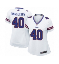 Women's Buffalo Bills #40 Devin Singletary Game White Football Jersey