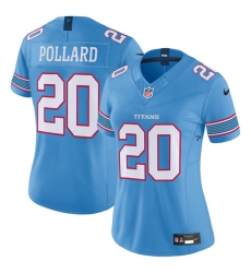 Women's Tennessee Titans #20 Tony Pollard Light Blue 2026 F.U.S.E. Vapor Limited Stitched Football Jersey(Run Small)