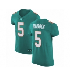 Men's Miami Dolphins #5 Jake Rudock Aqua Green Alternate Vapor Untouchable Elite Player Football Jersey