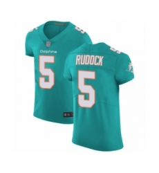 Men's Miami Dolphins #5 Jake Rudock Aqua Green Team Color Vapor Untouchable Elite Player Football Jersey