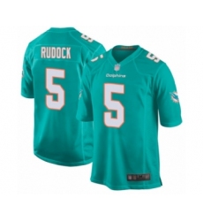 Men's Miami Dolphins #5 Jake Rudock Game Aqua Green Team Color Football Jersey