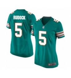 Women's Miami Dolphins #5 Jake Rudock Game Aqua Green Alternate Football Jersey