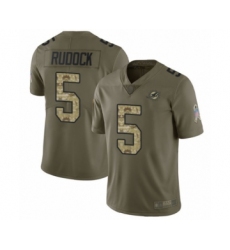 Youth Miami Dolphins #5 Jake Rudock Limited Olive Camo 2017 Salute to Service Football Jersey