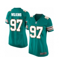 Women's Miami Dolphins #97 Christian Wilkins Game Aqua Green Alternate Football Jersey