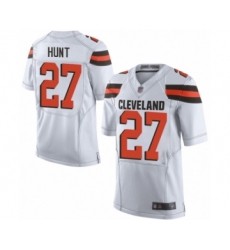 Men's Cleveland Browns #27 Kareem Hunt Elite White Football Jersey