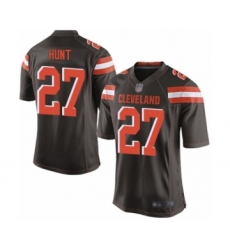 Men's Cleveland Browns #27 Kareem Hunt Game Brown Team Color Football Jersey