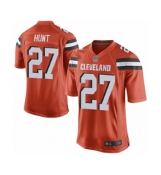 Men's Cleveland Browns #27 Kareem Hunt Game Orange Alternate Football Jersey