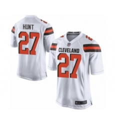 Men's Cleveland Browns #27 Kareem Hunt Game White Football Jersey