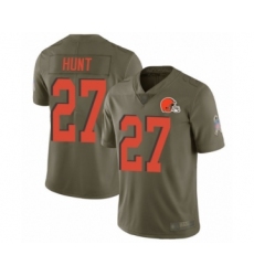 Men's Cleveland Browns #27 Kareem Hunt Limited Olive 2017 Salute to Service Football Jersey