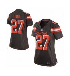 Women's Cleveland Browns #27 Kareem Hunt Game Brown Team Color Football Jersey