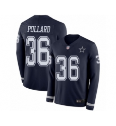 Men's Dallas Cowboys #36 Tony Pollard Limited Navy Blue Therma Long Sleeve Football Jersey