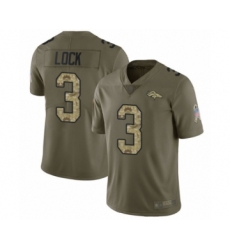 Men's Denver Broncos #3 Drew Lock Limited Olive Camo 2017 Salute to Service Football Jersey