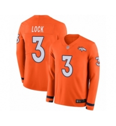Youth Denver Broncos #3 Drew Lock Limited Orange Therma Long Sleeve Football Jersey