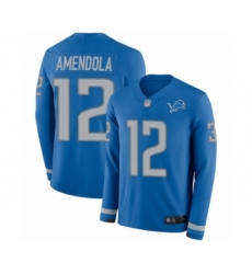Men's Detroit Lions #12 Danny Amendola Limited Blue Therma Long Sleeve Football Jersey